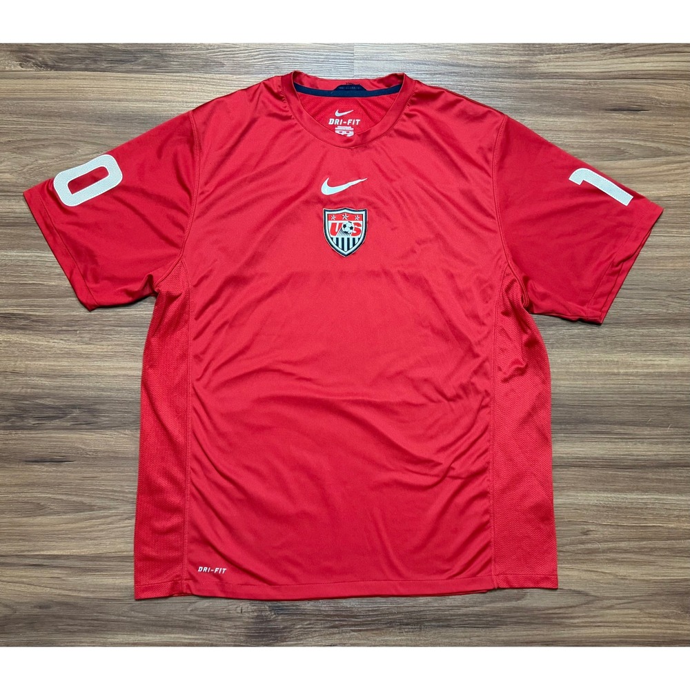 VTG Nike USA Soccer Futbol Jersey 2010 World Cup Red Dri-FIT USMNT Snake Sz 2XL